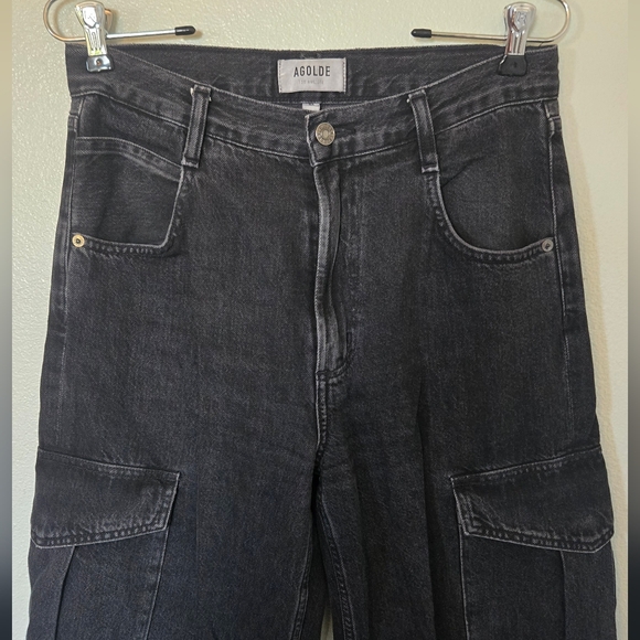 Agolde | Black Washed Minka Cargo Wide Leg Jeans Size 26 - Picture 3 of 11